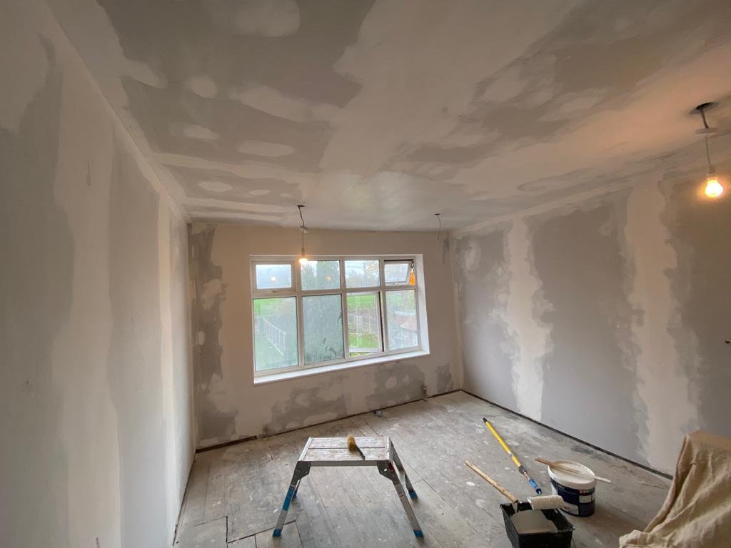 Interior plaster repairs during a residential refurbishment